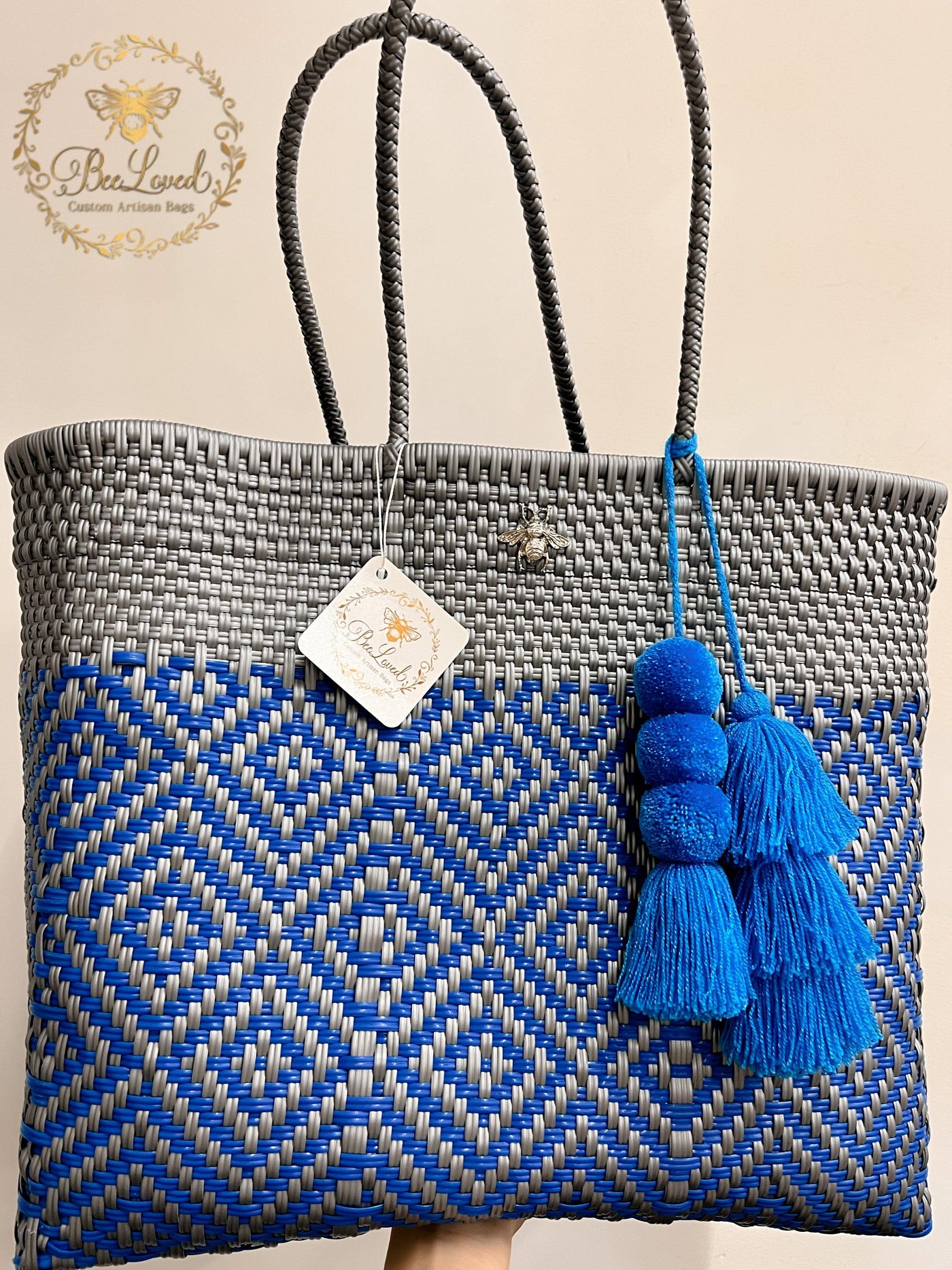 BeeLoved Custom Artisan Bags and Gifts Handbags XL Silver Seas Beech Bag