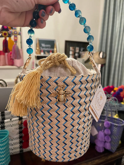 BeeLoved Custom Artisan Bags and Gifts Handbags Bucket Bag with Bead Handle