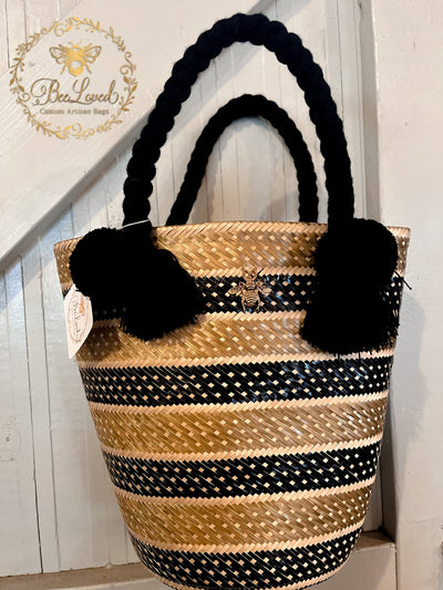 BeeLoved Custom Artisan Bags and Gifts Handbags Leigh Anne Black Striped Bag
