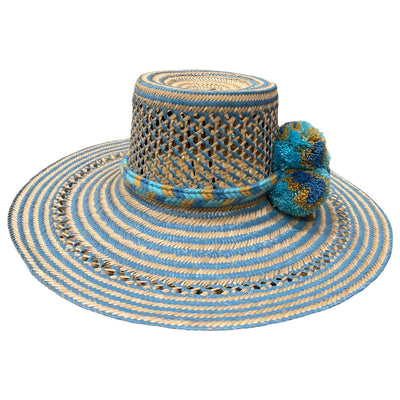 BeeLoved Custom Artisan Bags and Gifts Hats Large Brim Blue Honeycomb Brim Hat