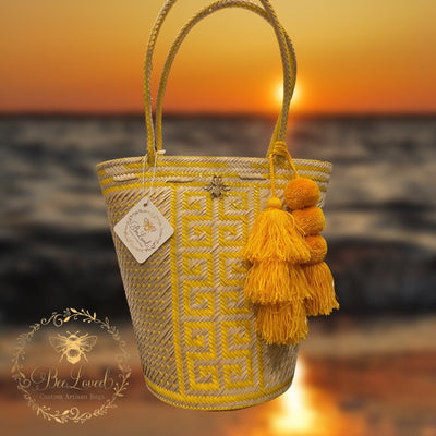 BeeLoved Custom Artisan Bags and Gifts Handbags Yellow and Natural / Large Summer Sun Tote Bag