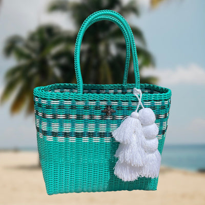BeeLoved Custom Artisan Bags and Gifts Handbags Medium Aqua Market Beech Bag