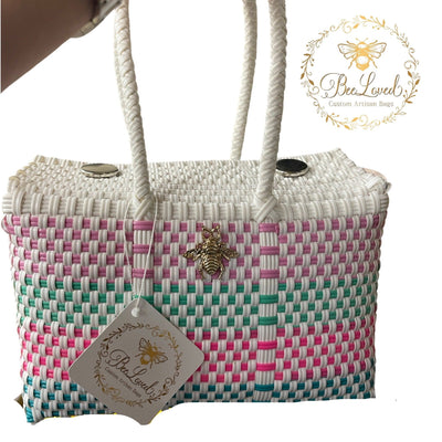 BeeLoved Custom Artisan Bags and Gifts Handbags Lunch Tote-Small Lilly Stripe Lunch Tote