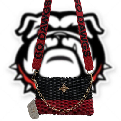 BeeLoved Custom Artisan Bags and Gifts Black/Red Crossbody and Strap GO DAWGS Beaded Team Strap