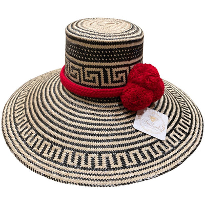 BeeLoved Custom Artisan Bags and Gifts Hats Large Brim Greek Key Black Hat