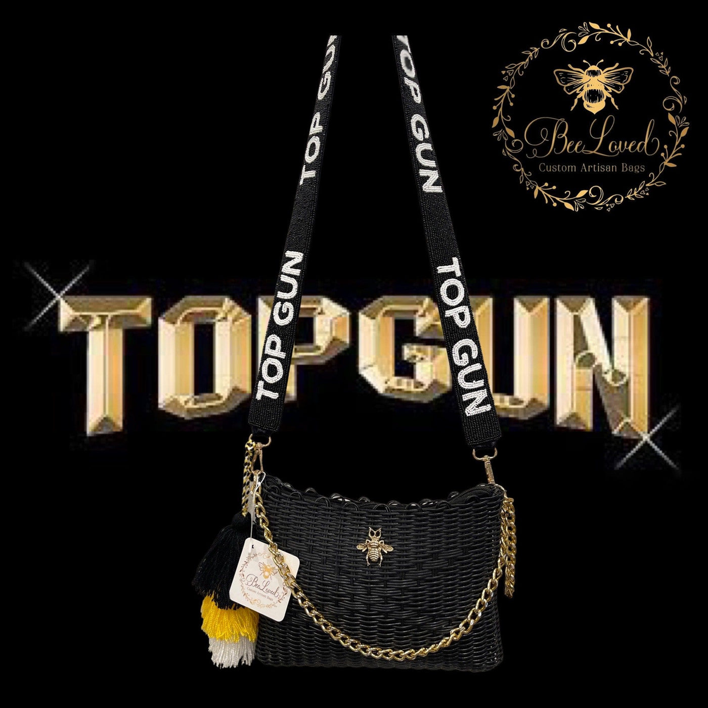 BeeLoved Custom Artisan Bags and Gifts Top Gun Cheer Beaded Team Strap
