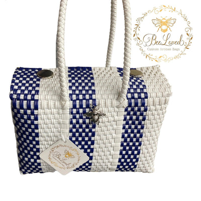 BeeLoved Custom Artisan Bags and Gifts Handbags Lunch Tote-Small Navy Stripe Lunch Tote