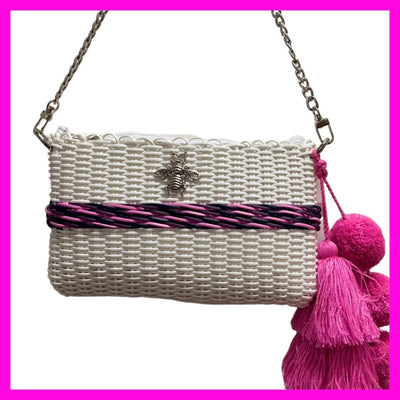BeeLoved Custom Artisan Bags and Gifts Handbags Small / Silver Hardware Enchanted Stripe Bella Crossbody/Clutch Bag