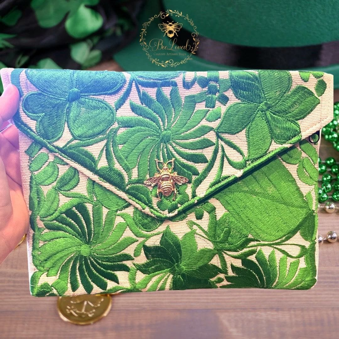 BeeLoved Custom Artisan Bags and Gifts Handbags Shamrock Envelope Clutch Bag